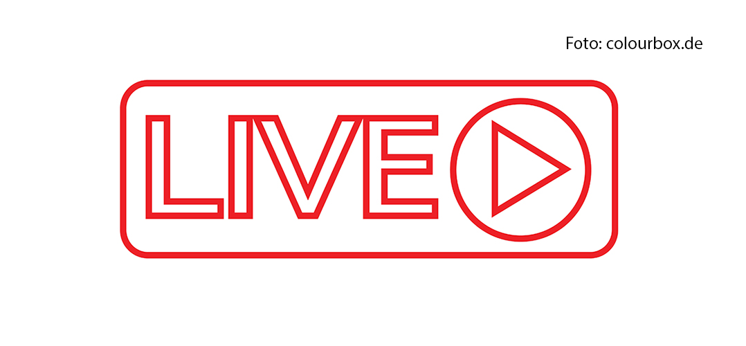Das Bild zeigt ein Symbol, das einem “Live”-Button ähnelt, mit einem roten Umriss und der Aufschrift “LIVE” neben einem Wiedergabe-Symbol. Das Symbol könnte in einer Benutzeroberfläche oder auf einer Streaming-Plattform verwendet werden, um anzuzeigen, dass ein Ereignis oder eine Übertragung live stattfindet.